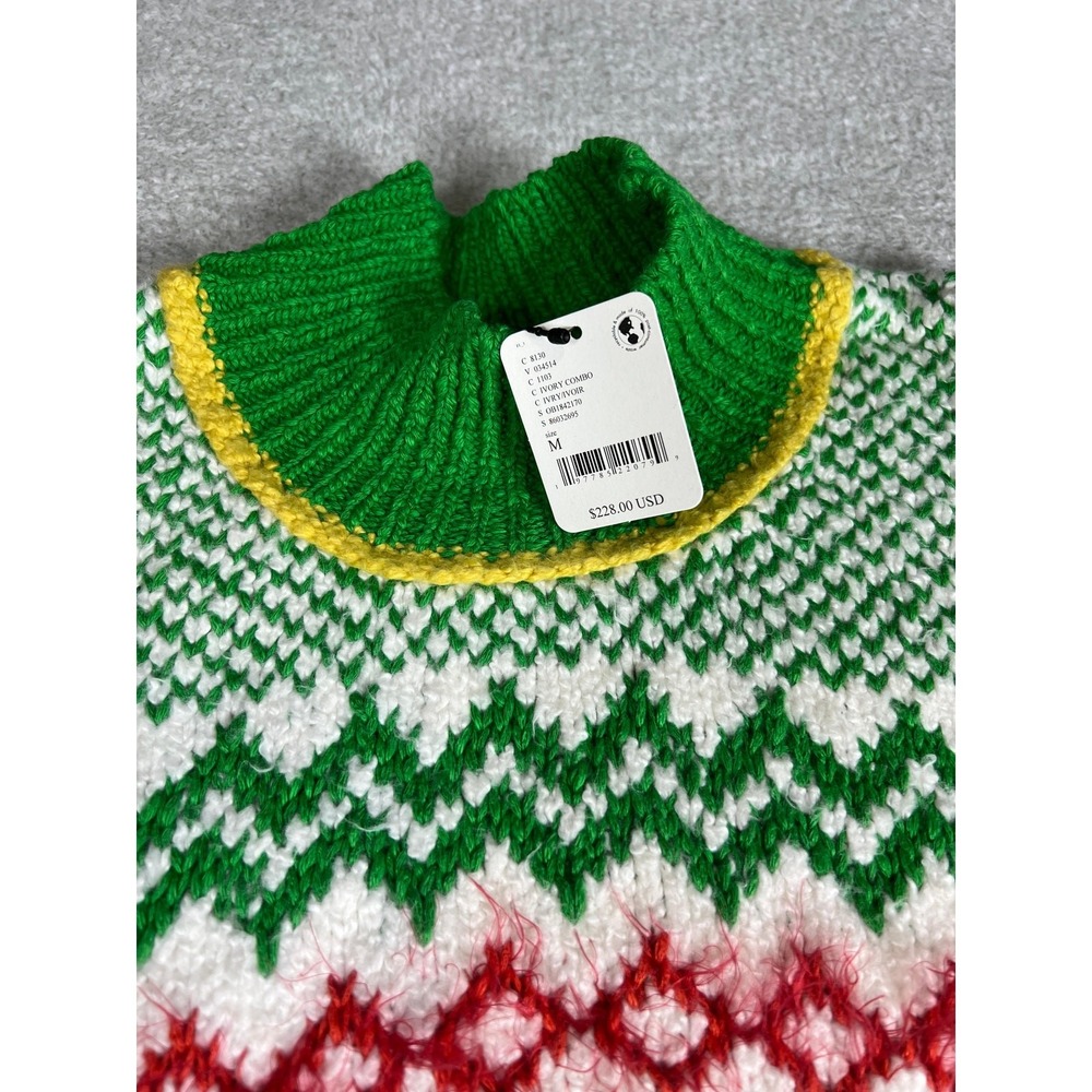 Free‎ People Cherry On Top Fair Isle Mock Neck Sweater Ivory M Coquette Winter - Picture 8 of 10